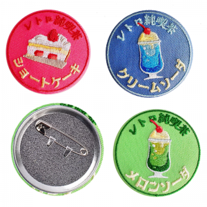 Custom Made Round Shaped Embroidered Metal Pins Button Badges With Safety Pins