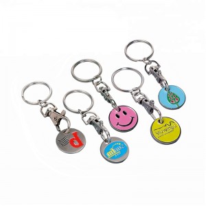 Fashion Metal Supermarket Cart Coin Keyring