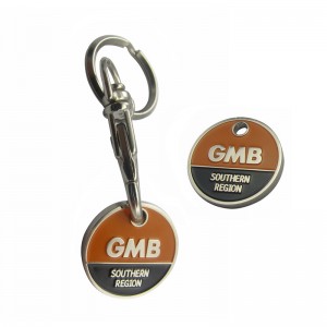 Fashion Metal Supermarket Cart Coin Keyring