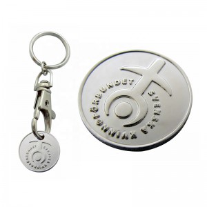 Fashion Metal Supermarket Cart Coin Keyring