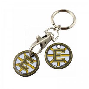 Fashion Metal Supermarket Cart Coin Keyring