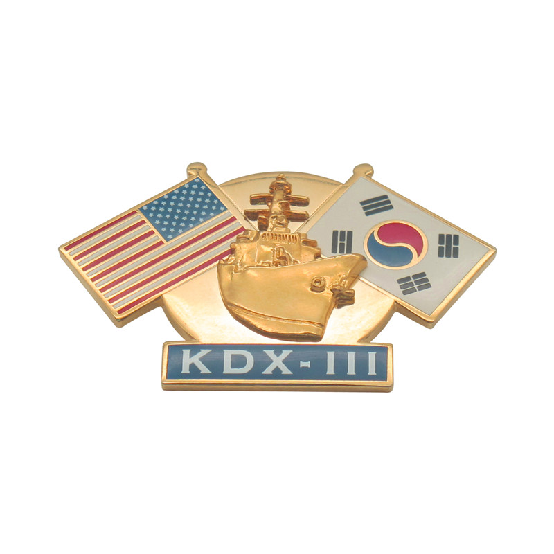 Manufacturing Companies for Lanyard For Work Badge -
 Metal Bronze National US Korean Flag For Souvenir – Happy Gift