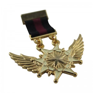 Military Medal Gold Nickel Plating With Ribbon