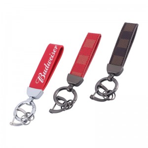 Promotional Hook Ring Leather Weave Keychains