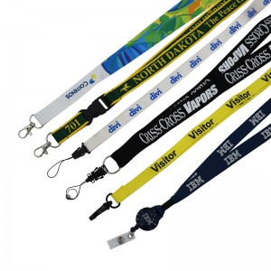 OEM/ODM China Custom Logo Lanyards Keychain High Quality Promotional Gift Items Giveaway Sets Polyester Full Color Printing Neck Strap Lanyard Pen Holder with Silicone Ring