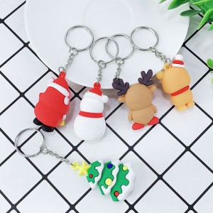 Custom Soft PVC 2D/3D Christmas Snowman Tree Rubber Keychains Keyring With Your Logo