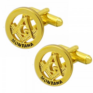 Freemason Masonic Custom logo Soft Hard Enamel Gold Cufflinks